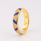 Enamel Shine Stones And Stripes Crystal Ring Women S925 Sterling Silver