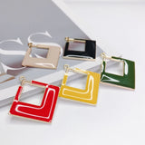 Enamel Square Eardrop Pendant Charms Necklace Accessories