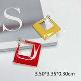 Enamel Square Eardrop Pendant Charms Necklace Accessories