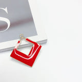Enamel Square Eardrop Pendant Charms Necklace Accessories