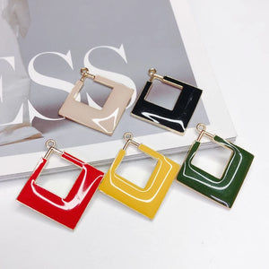 Enamel Square Eardrop Pendant Charms Necklace Accessories
