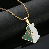 Algeria Map Flag Pendant Necklace Women Ethnic Jewelry