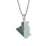 Algeria Map Flag Pendant Necklace Women Ethnic Jewelry