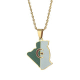 Algeria Map Flag Pendant Necklace Women Ethnic Jewelry