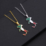 Enamel Stainless Steel Map Flag Pendant Necklaces - Italian Maps Ethnic Jewelry