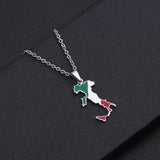 Enamel Stainless Steel Map Flag Pendant Necklaces - Italian Maps Ethnic Jewelry