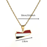 Enamel Stainless Steel Yemen Map Flag Pendant Necklace