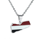 Enamel Stainless Steel Yemen Map Flag Pendant Necklace