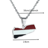 Enamel Stainless Steel Yemen Map Flag Pendant Necklace