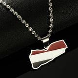 Enamel Stainless Steel Yemen Map Flag Pendant Necklace