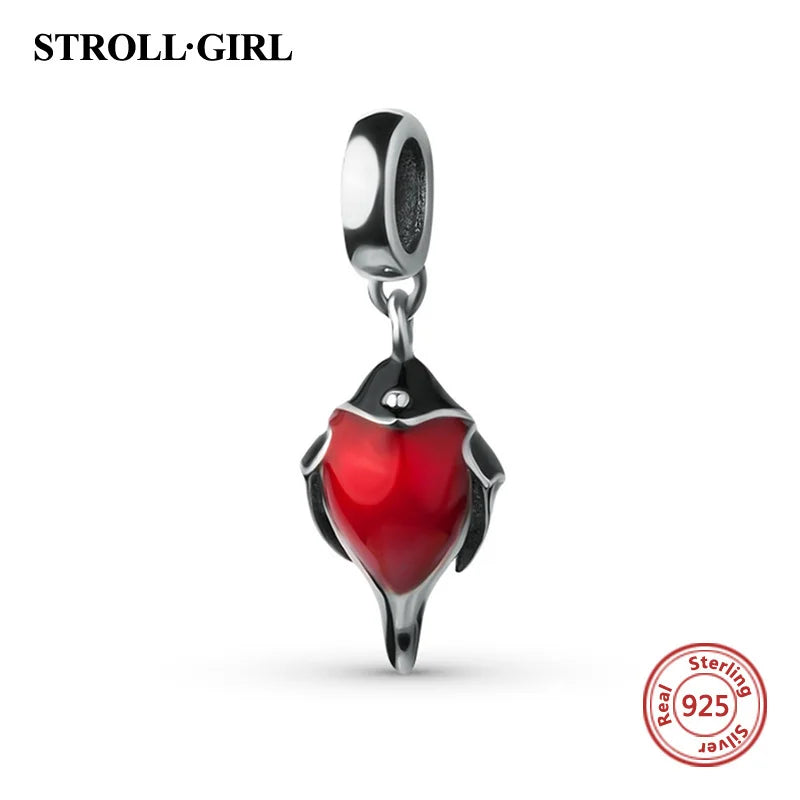 Enamel Red Bird Beads for 925 DIY European Bracelet