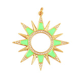 Enamel Sun Moon Clear CZ Charm Pendant, CZ Paved