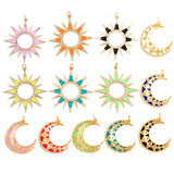 Enamel Sun Moon Clear CZ Charm Pendant, CZ Paved