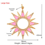 Enamel Sun Moon Clear CZ Charm Pendant, CZ Paved