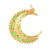 Enamel Sun Moon Clear CZ Charm Pendant, CZ Paved
