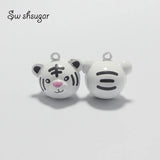 Enamel Tiger Head Jingle Bell Charms DIY Jewelry Accessories