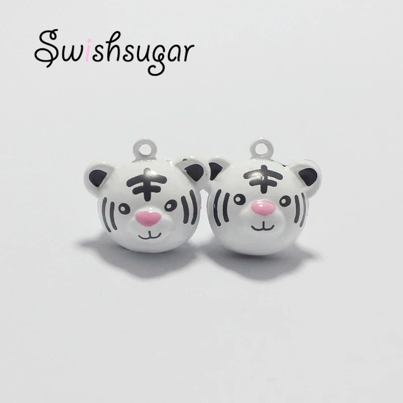 Enamel Tiger Head Jingle Bell Charms DIY Jewelry Accessories