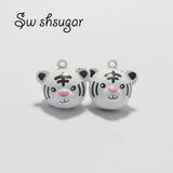 Enamel Tiger Head Jingle Bell Charms DIY Jewelry Accessories