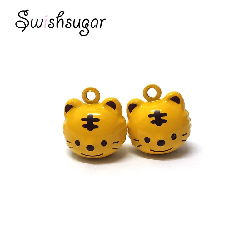 Tiger Head Jingle Bell Charms for Bracelet Pet Necklace