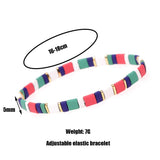 Enamel Tila Beads Bracelet Boho Rainbow Elastic Bracelet Women's Jewelry