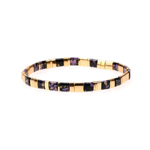 Enamel Tila Beads Bracelet Boho Rainbow Elastic Bracelet Women's Jewelry