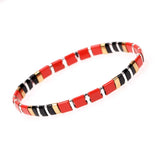 Enamel Tila Beads Bracelet Boho Rainbow Elastic Bracelet Women's Jewelry