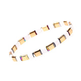Enamel Tila Beads Bracelet Boho Rainbow Elastic Bracelet Women's Jewelry
