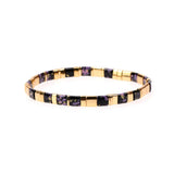 Enamel Tila Beads Bracelet Boho Rainbow Elastic Bracelet Women's Jewelry