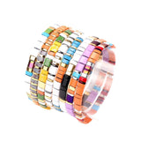 Enamel Tila Beads Bracelets Women Ins Rainbow Candy Stretch Bracelet
