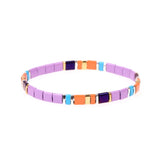 Enamel Tila Beads Bracelets Women Ins Rainbow Candy Stretch Bracelet