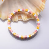 Enamel Tile Beaded Stretch Bracelet Color-Block Friendship Gift