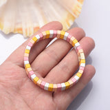 Enamel Tile Beaded Stretch Bracelet Color-Block Friendship Gift