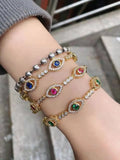 Enamel Eyes Charms Bracelet with Rainbow CZ Paved Tennis Bangle