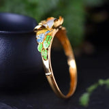 Enamel Porcelain Hetian Jade Fan Bracelet Chinese Ladies Silver Jewelry
