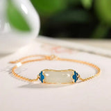 Enamel Porcelain Hetian Jade Gilt Bracelet for Ladies