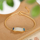 Enamel Porcelain Hetian Jade Gilt Bracelet for Ladies