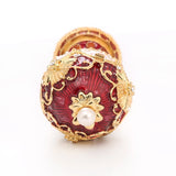 Enameled Easter Egg Jewelry Box Rhinestone Decor Trinket Holder