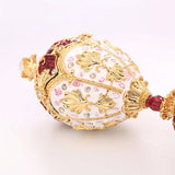 Enameled Easter Egg Jewelry Box Rhinestone Decor Trinket Holder