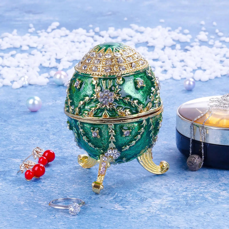 Hand Painted Easter Egg Jewelry Box Trinket Holder Decoration