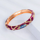 Enameled Flowers Cuff Bangles Mother's Gift Bracelet