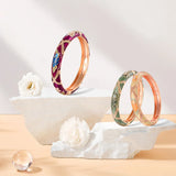 Enameled Flowers Cuff Bangles Mother's Gift Bracelet