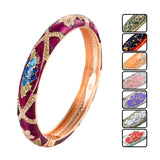 Enameled Flowers Cuff Bangles Mother's Gift Bracelet