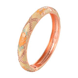 Enameled Flowers Cuff Bangles Mother's Gift Bracelet