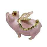 Pink Enameled Jewelry Box Alloy Embellished Hinged Storage Classic Ornaments