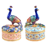 Enameled Peacock Jewellery Box Desktop Storage Organizer