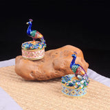 Enameled Peacock Jewellery Box Desktop Storage Organizer