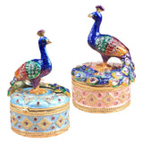 Enameled Peacock Jewellery Box Desktop Storage Organizer