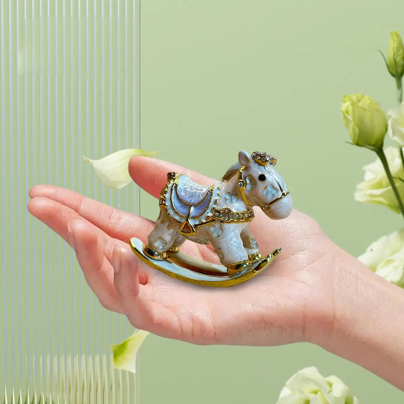 Enameled Horse-Shaped Trinket Box for Jewelry