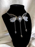 Enchanted Faerie Queen Necklace Wing Charm Goth Necklaces Y2K Jewelry