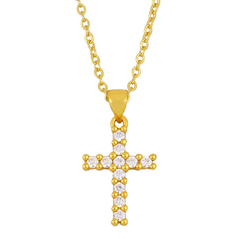 Diamond Cross Necklace Love Lock Pendant